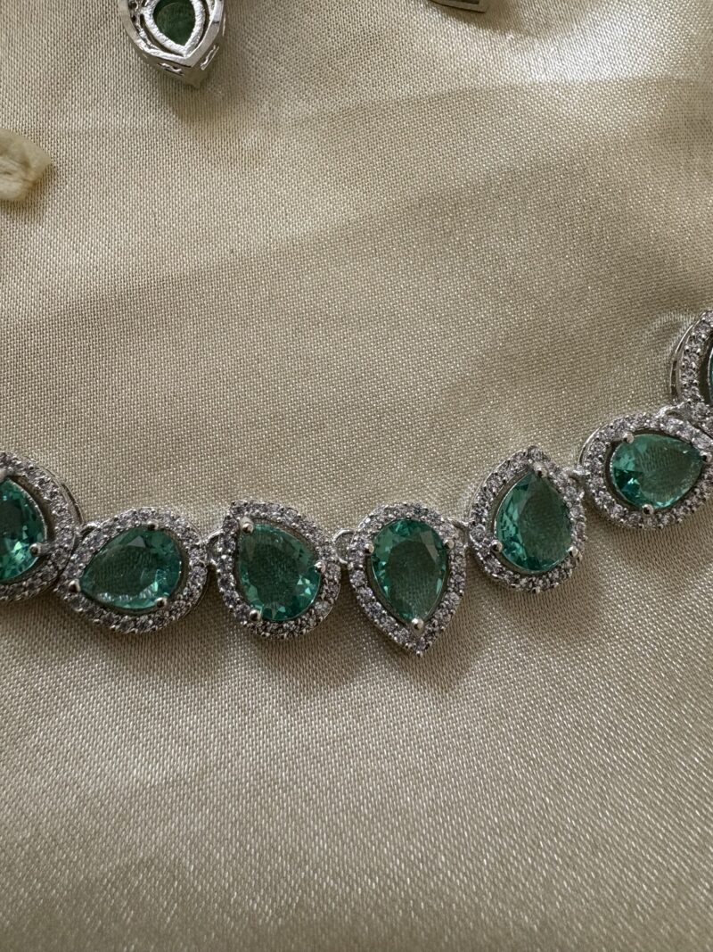 Fern Diamond Necklace Set (Mint Green) - Image 2
