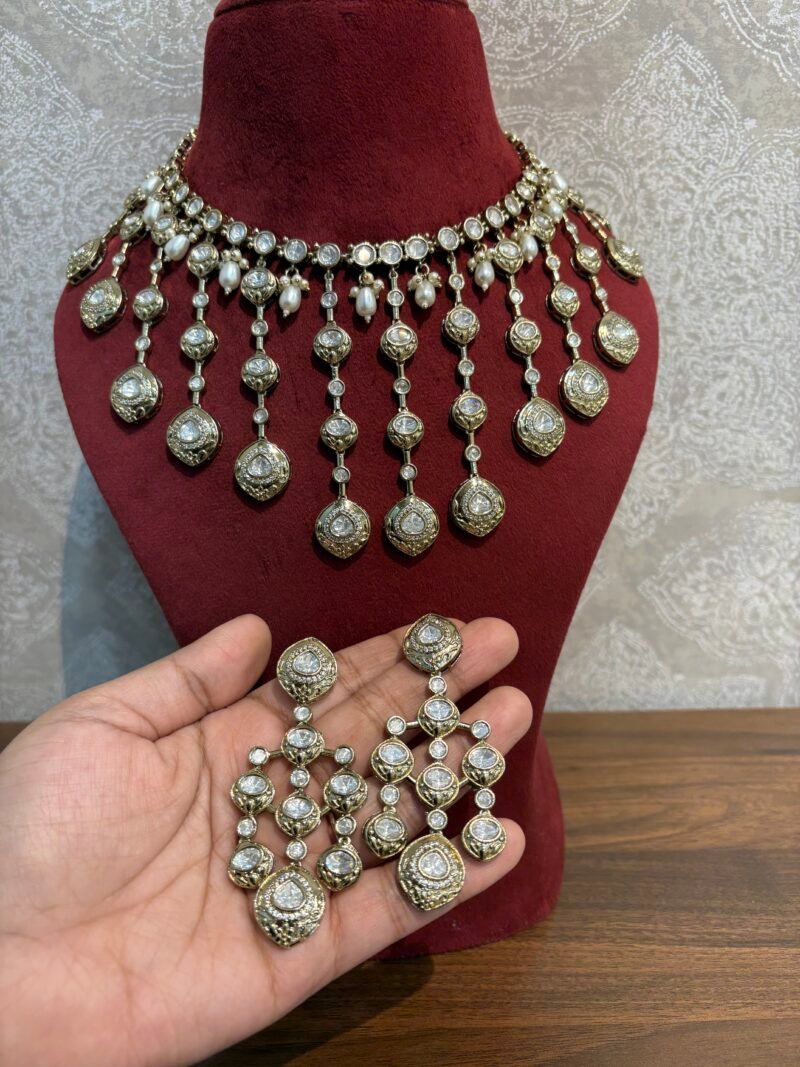 Eshaana Polki Bridal Necklace Set - Image 7