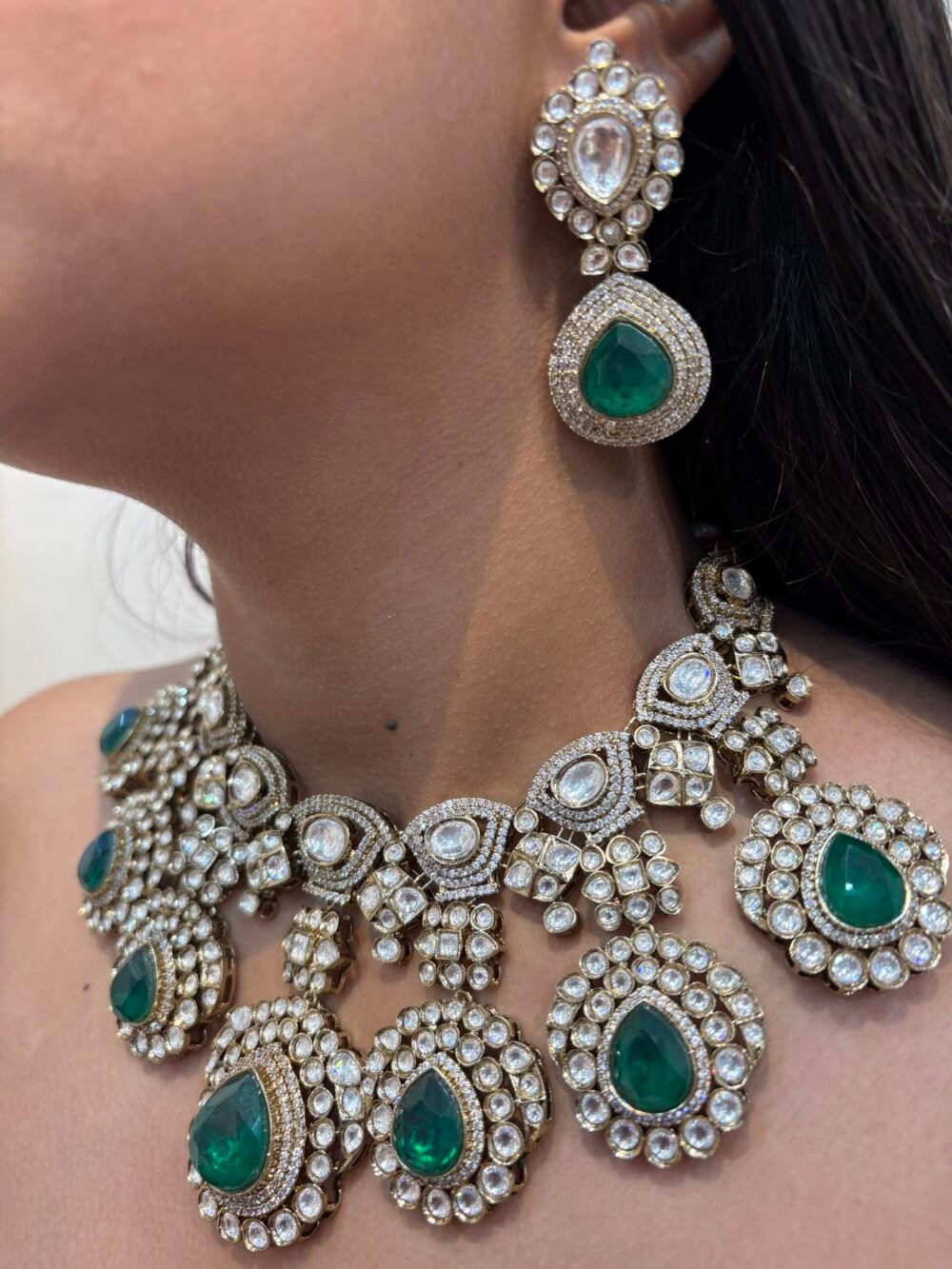 Kaasni Polki Bridal Necklace Set - Image 2