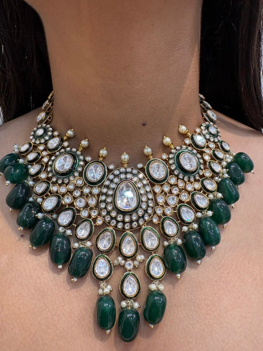 Rutvi Polki Bridal Necklace Set - Image 9