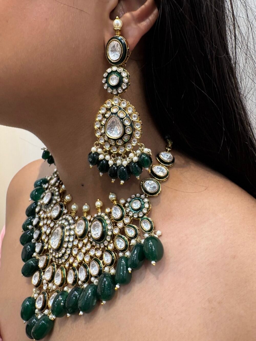 Rutvi Polki Bridal Necklace Set - Image 3