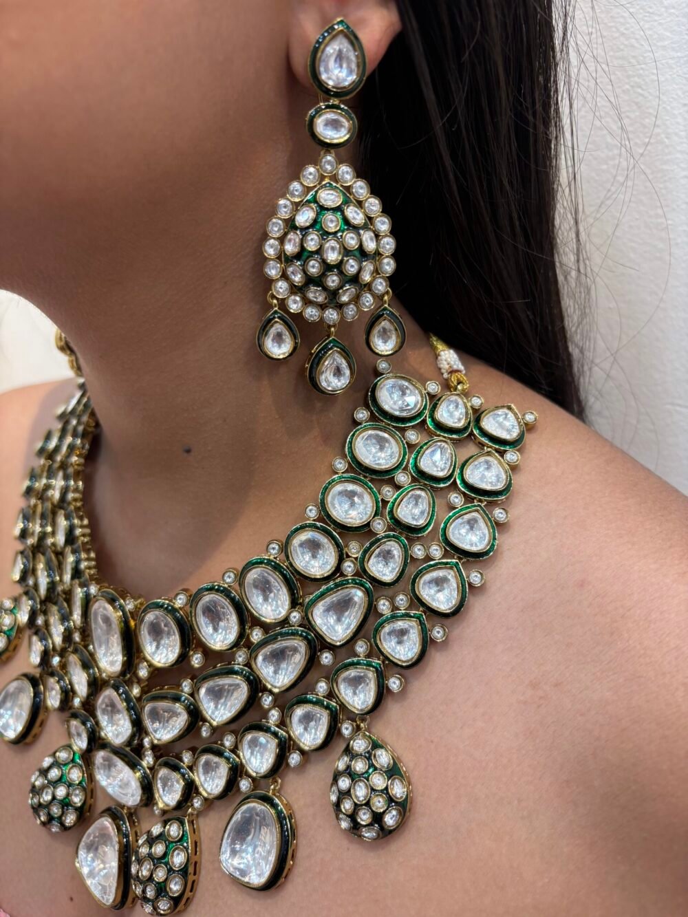 Abhati Polki Bridal Necklace Set - Image 2