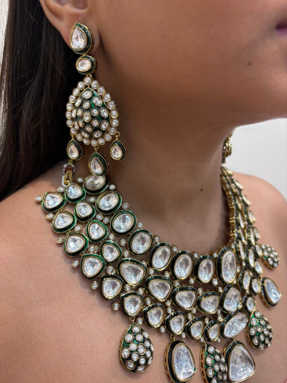 Abhati Polki Bridal Necklace Set - Image 3