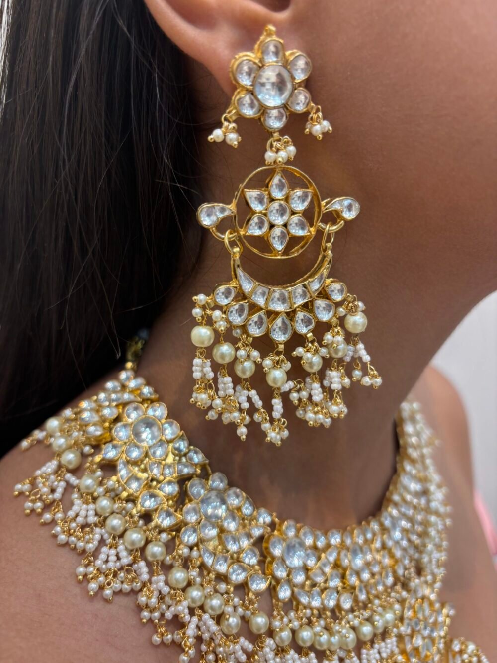 Aathira Kundan Bridal Necklace set - Image 3