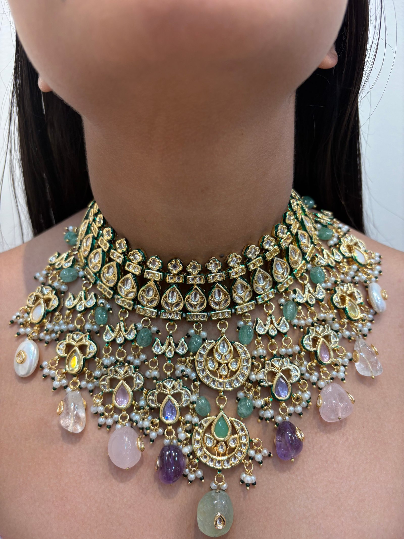 Ambika Kundan Navratan Bridal Necklace Set
