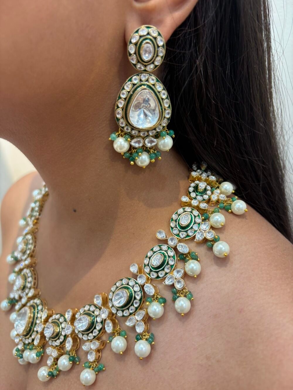 Vanísia Polki Bridal Necklace Set - Image 3