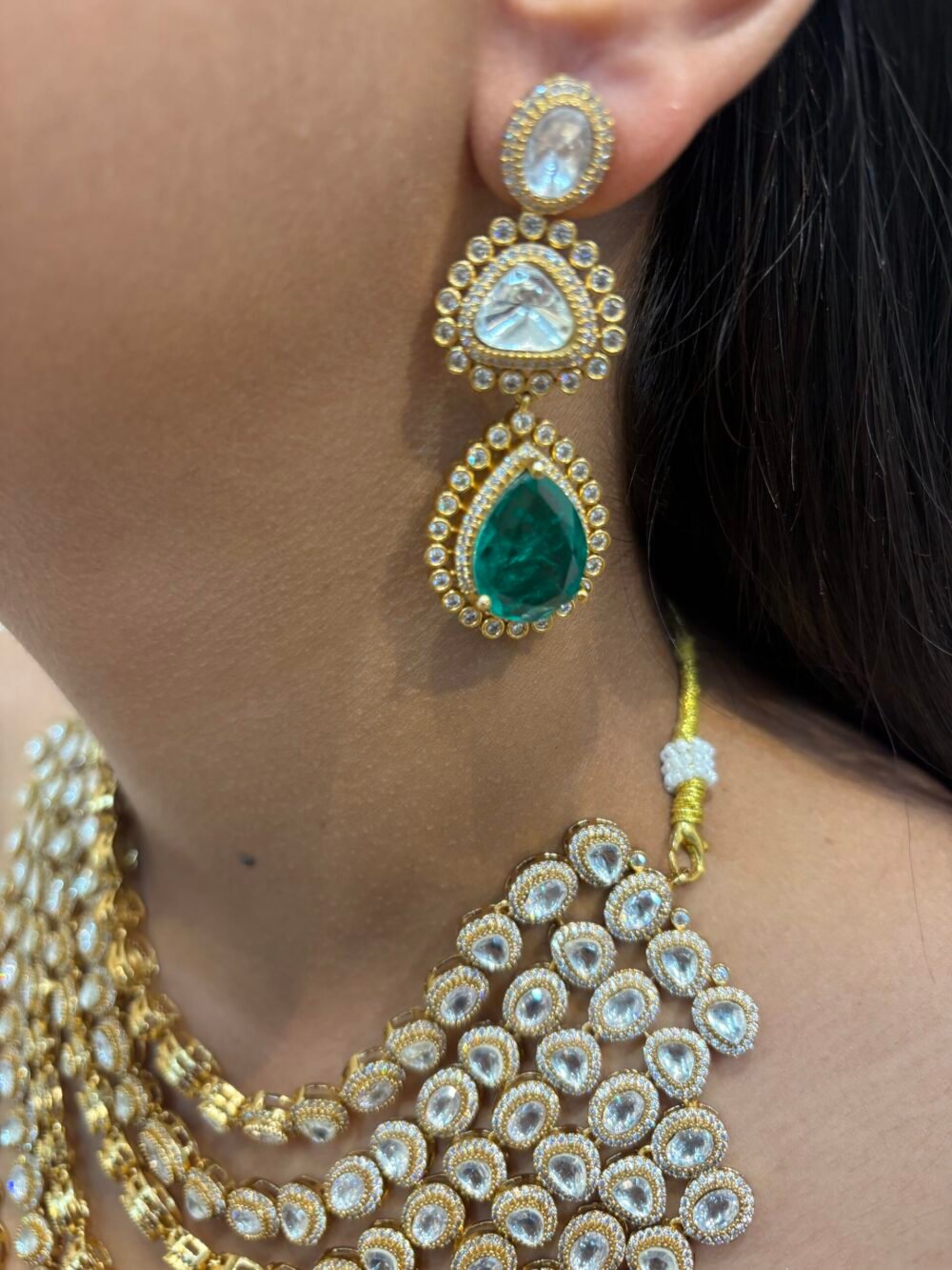 Keshvi Polki Bridal Necklace Set - Image 2