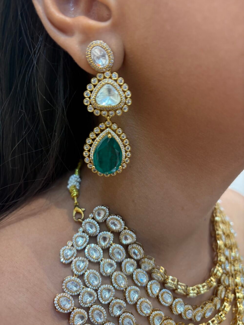 Keshvi Polki Bridal Necklace Set - Image 3