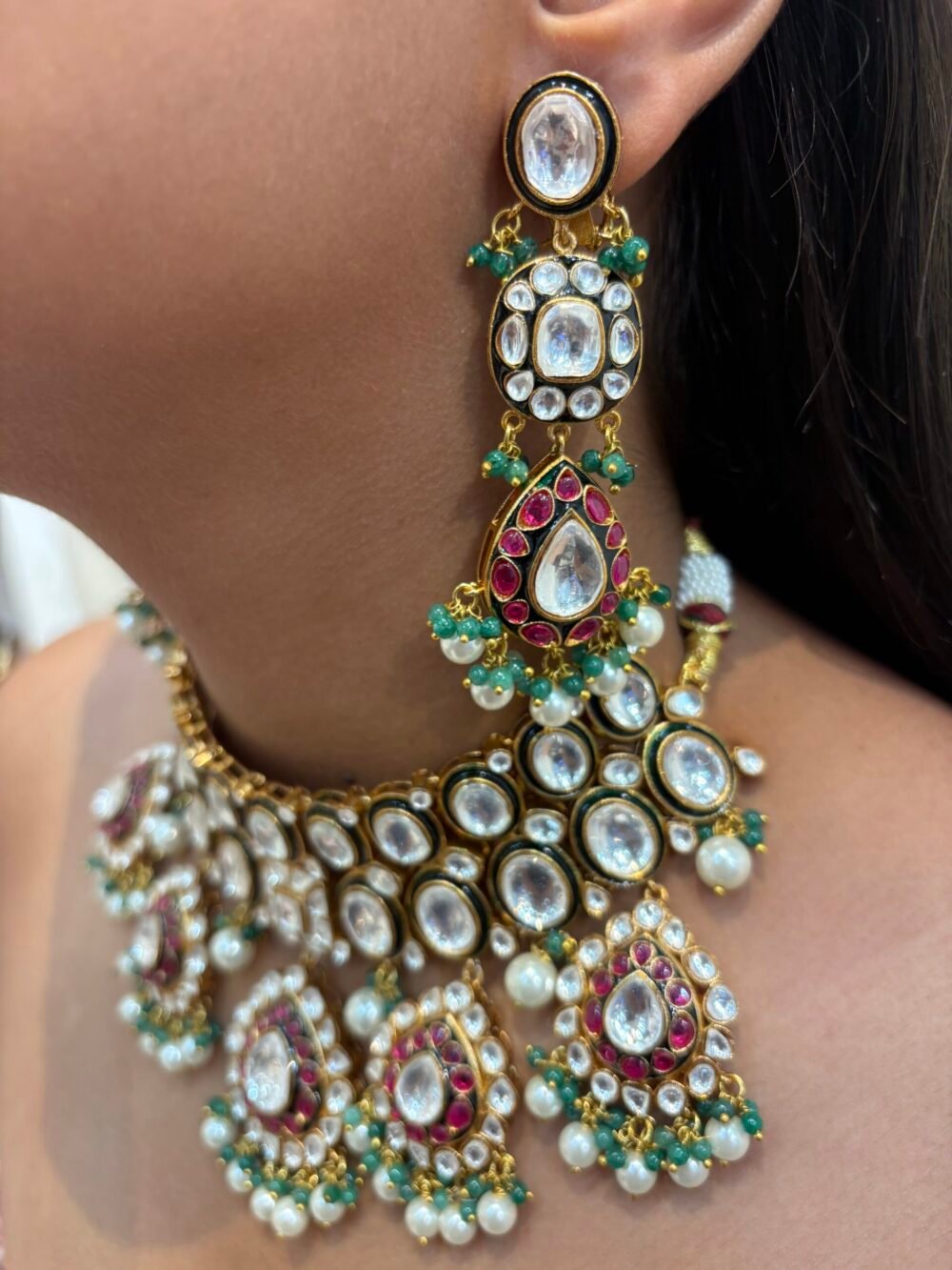 Vaanya Polki Bridal Necklace Set - Image 2