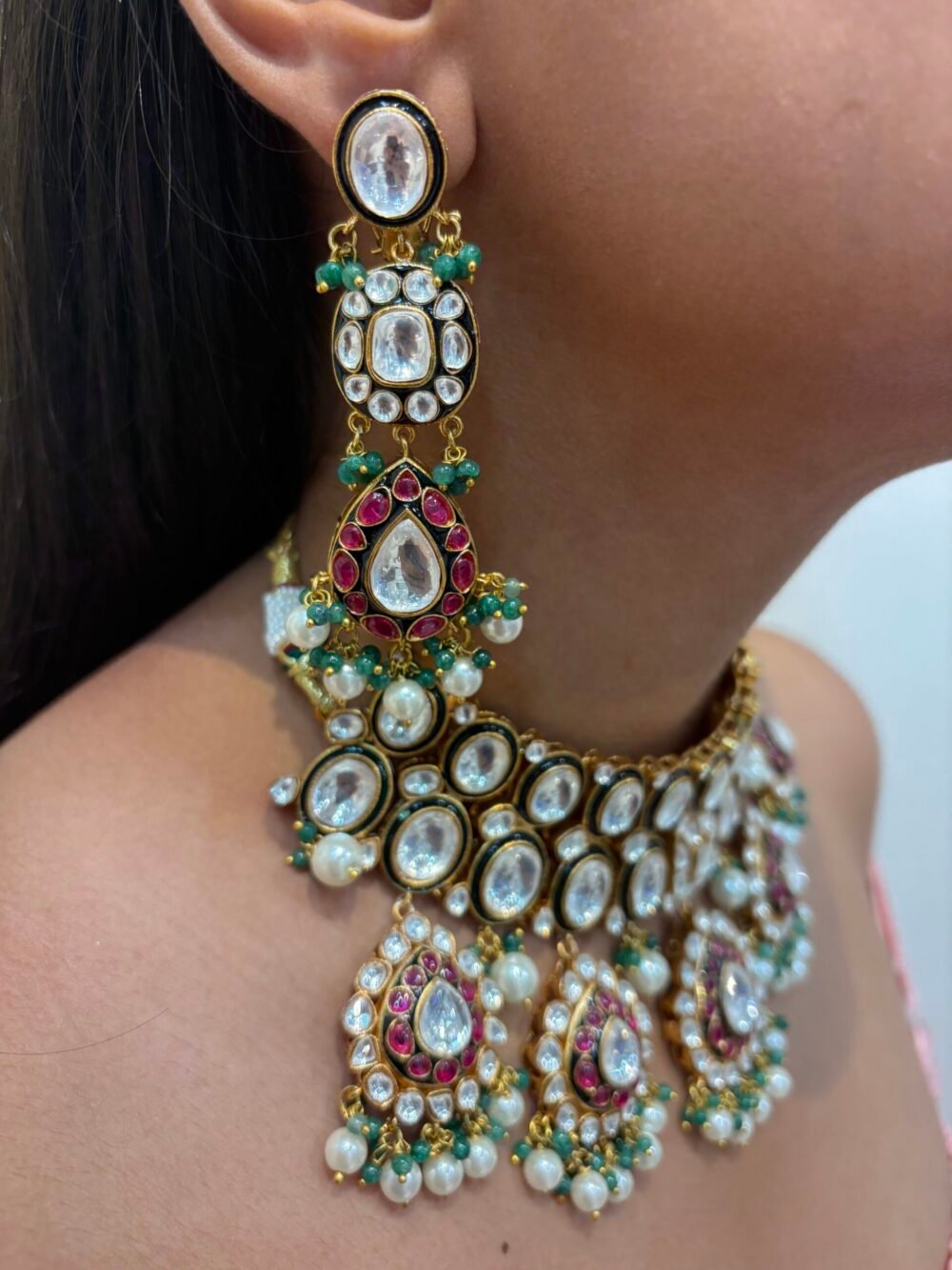 Vaanya Polki Bridal Necklace Set - Image 3