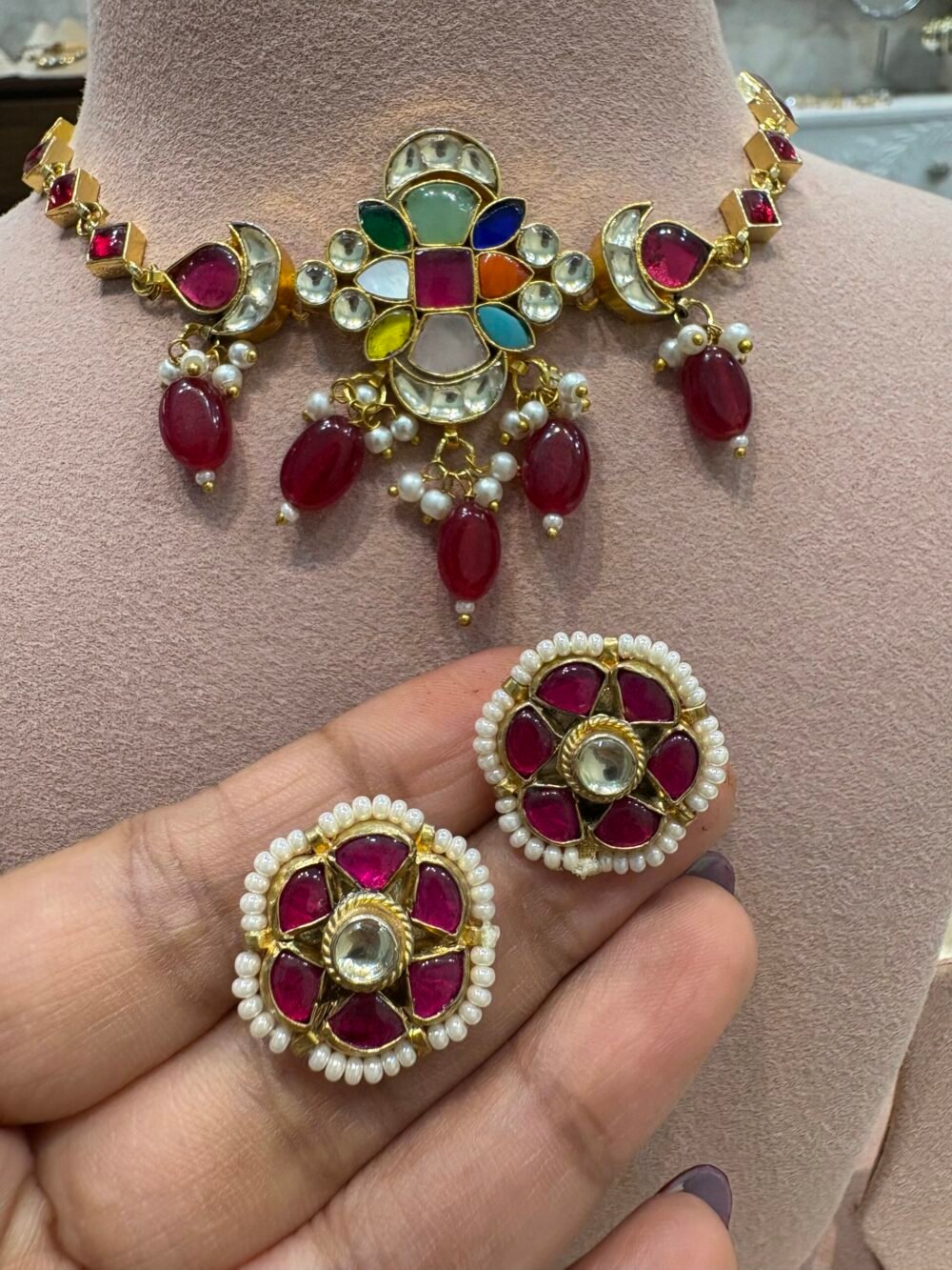 Navriti Kundan Navratan Choker Set - Image 6