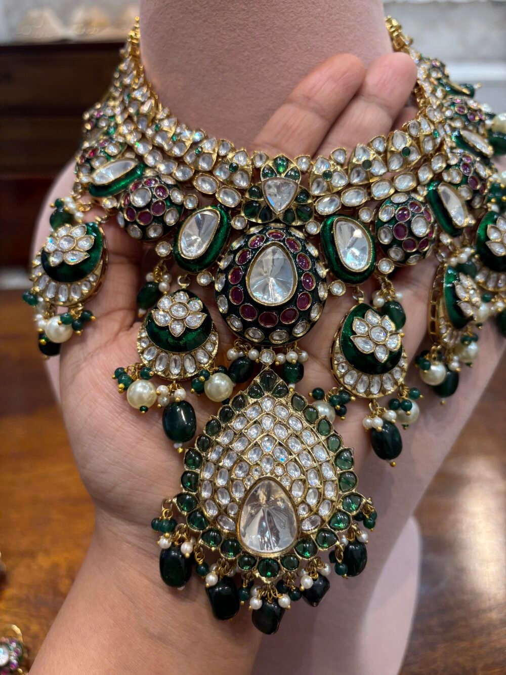 Norani Polki Bridal Necklace Set - Image 6