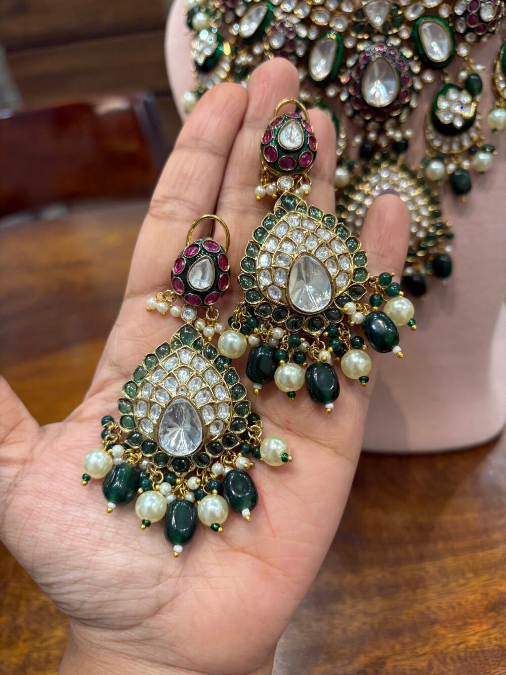 Norani Polki Bridal Necklace Set - Image 7