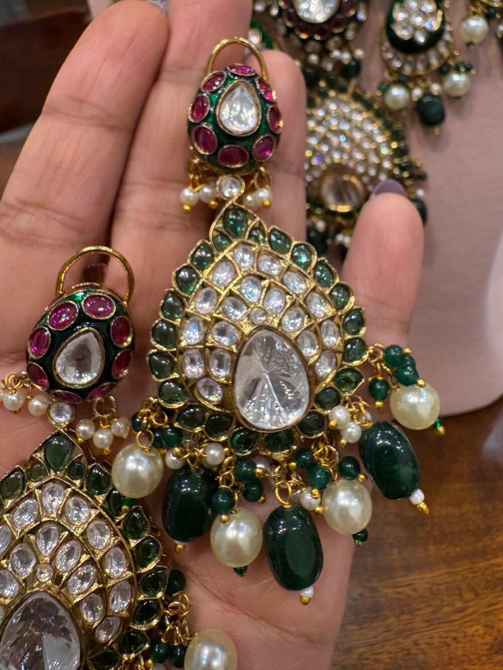 Norani Polki Bridal Necklace Set - Image 9