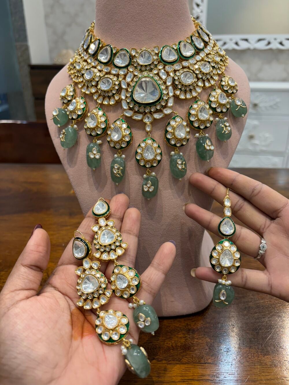 Maharika Polki Bridal Necklace Set - Image 10