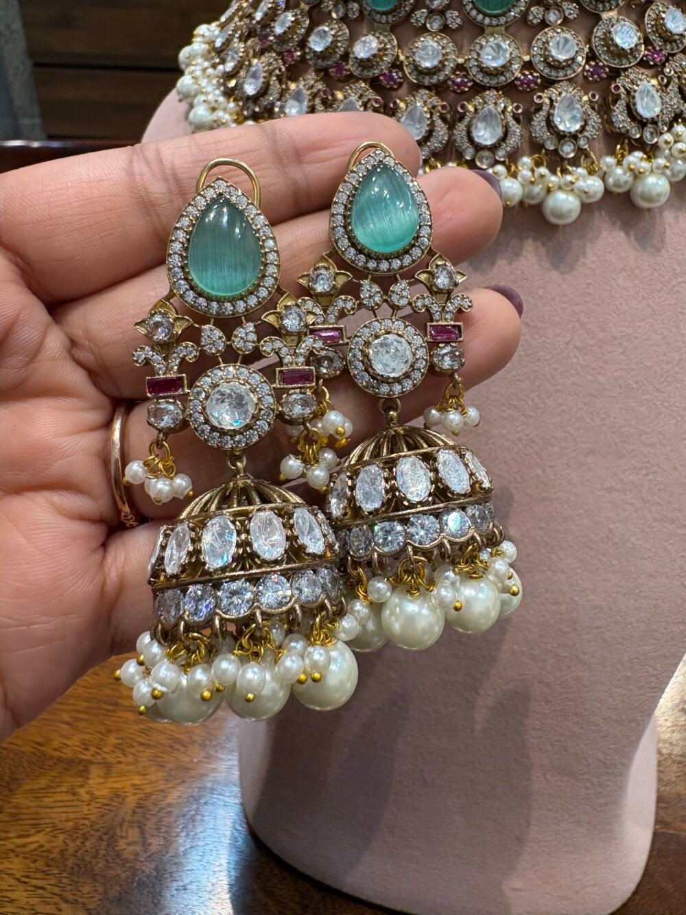 Reyna Polki Bridal Necklace Set - Image 6