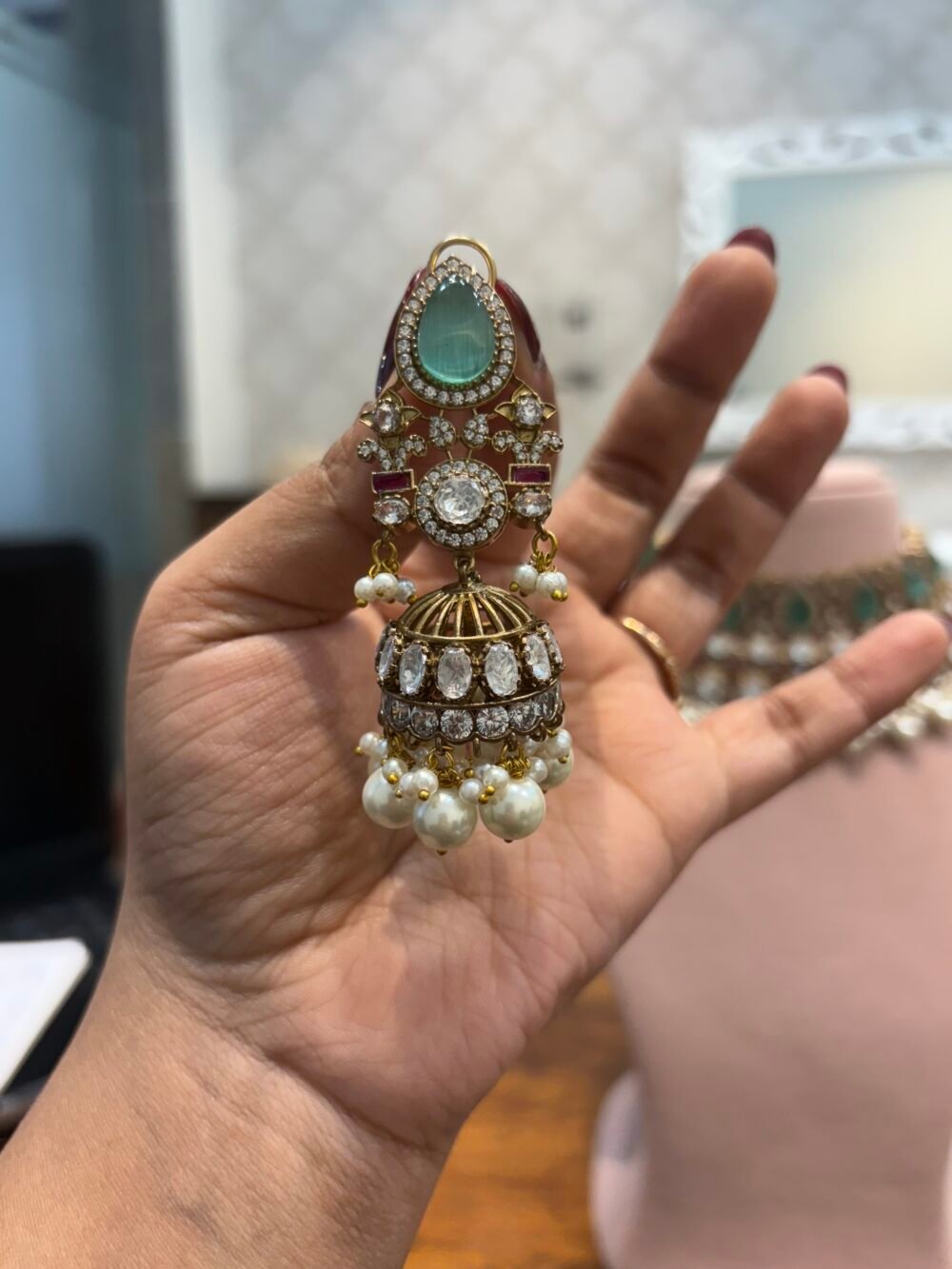 Reyna Polki Bridal Necklace Set - Image 7