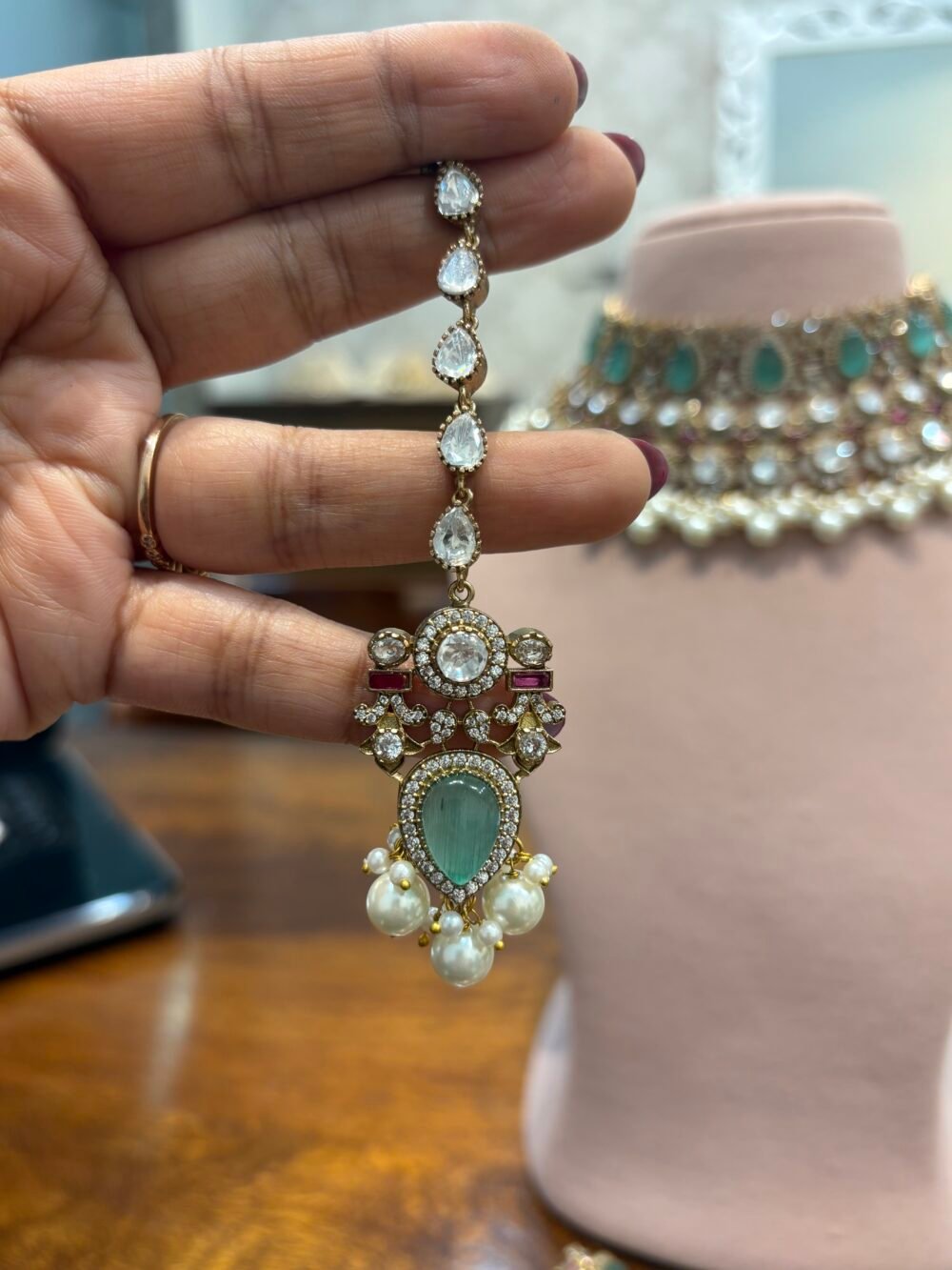 Reyna Polki Bridal Necklace Set - Image 9