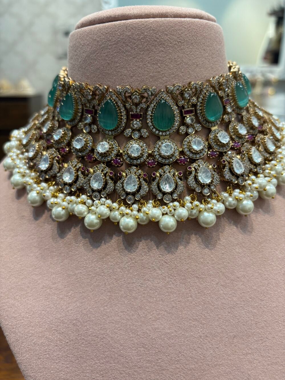 Reyna Polki Bridal Necklace Set - Image 2