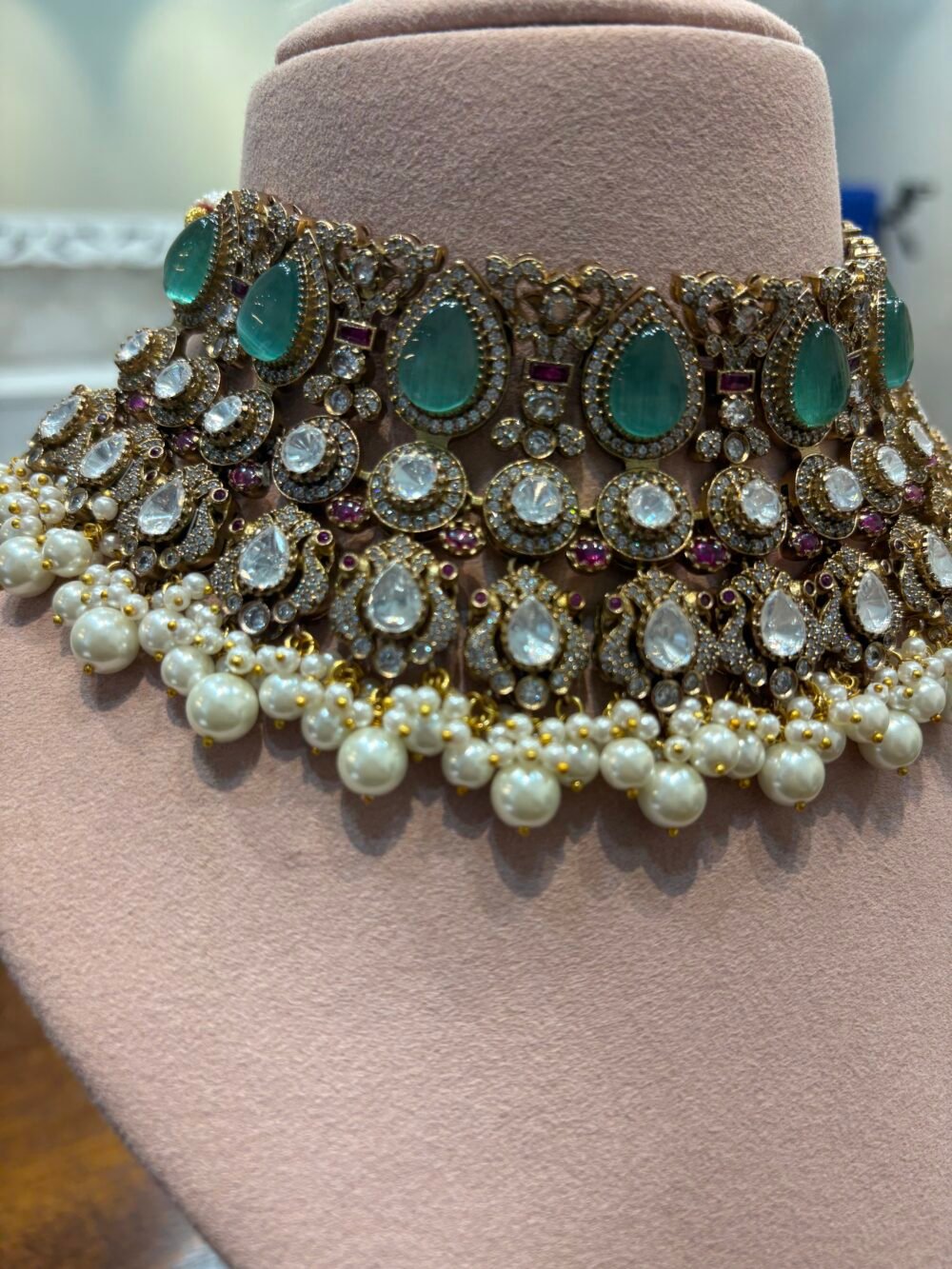 Reyna Polki Bridal Necklace Set - Image 3