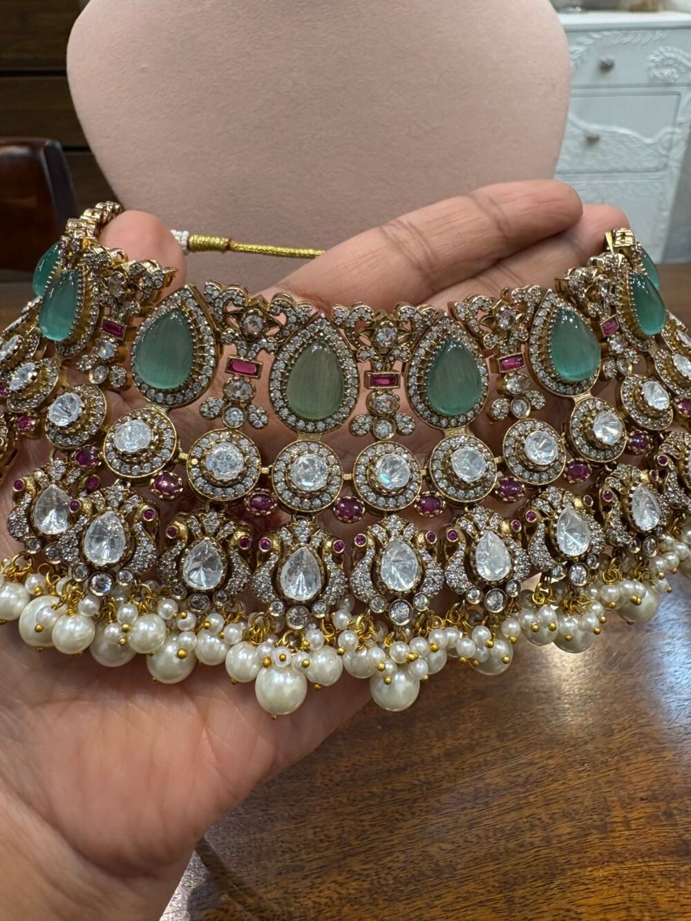 Reyna Polki Bridal Necklace Set - Image 5