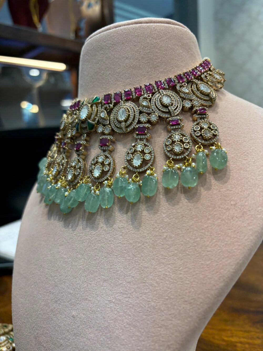 Prithika Polki Bridal Necklace Set - Image 8