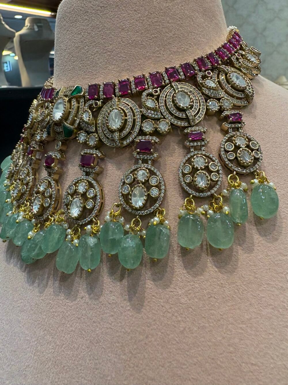 Prithika Polki Bridal Necklace Set - Image 4