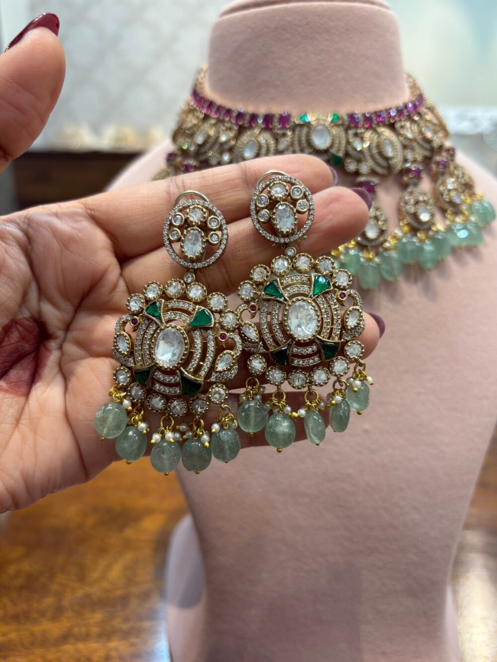 Prithika Polki Bridal Necklace Set - Image 5