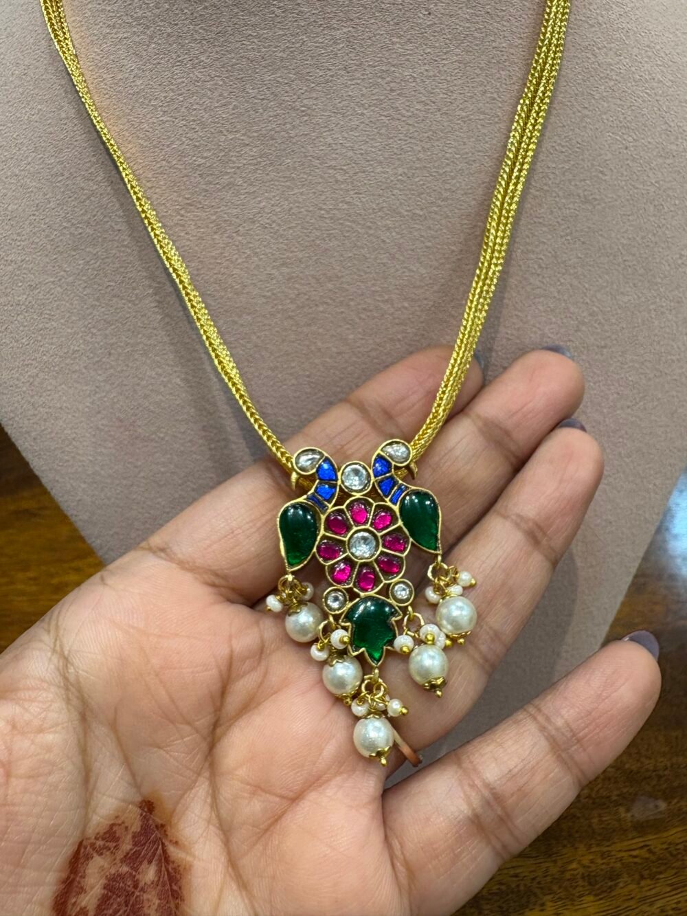 Dhruvika Navratan Pendant Necklace Set - Image 2