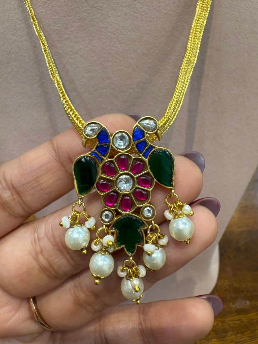 Dhruvika Navratan Pendant Necklace Set - Image 3