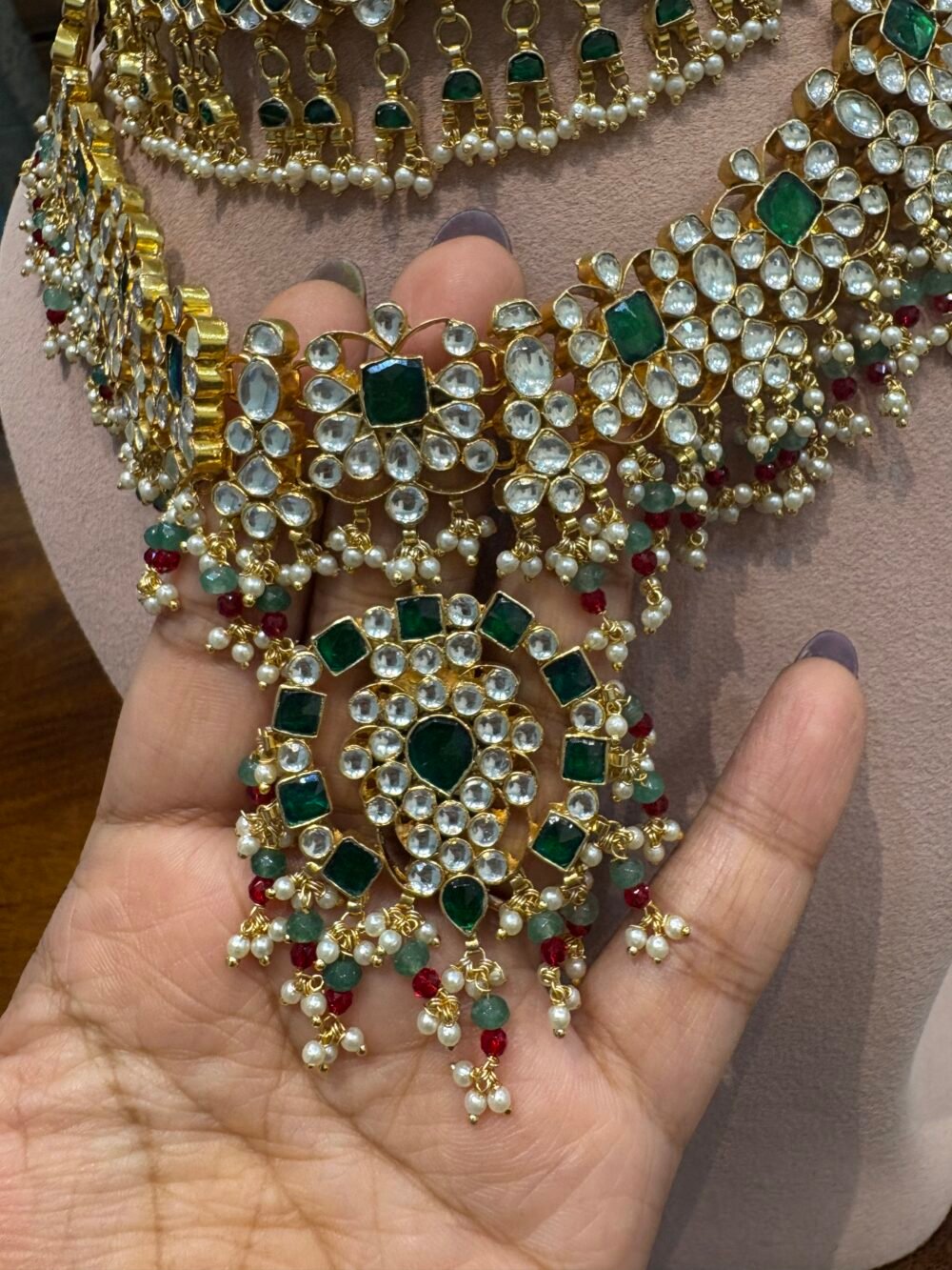 Aadhvitha Kundan Bridal Necklace Set - Image 5