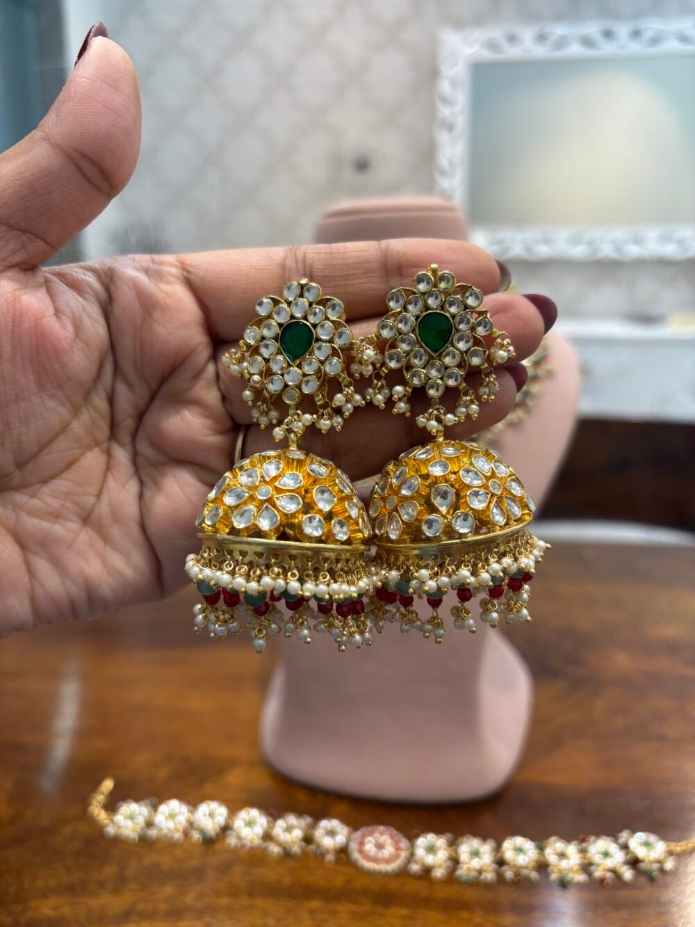 Aadhvitha Kundan Bridal Necklace Set - Image 6