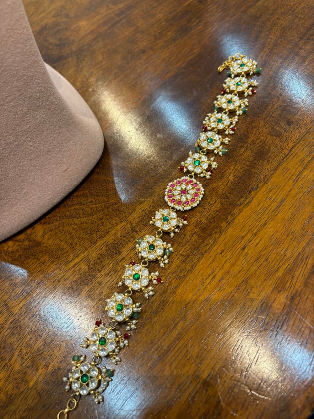 Aadhvitha Kundan Bridal Necklace Set - Image 9