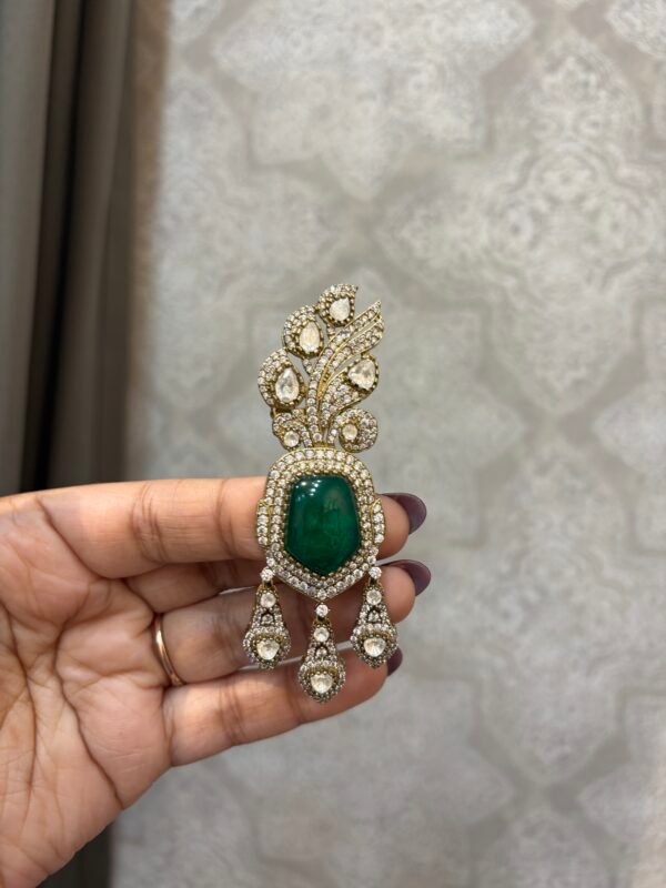 Shaurya Polki Kalgi (Emerald)