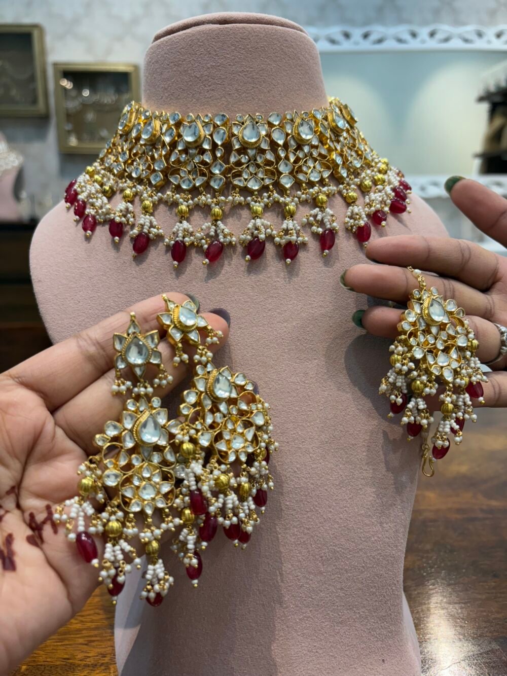 Rahina Bridal Kundan Necklace Set - Image 8