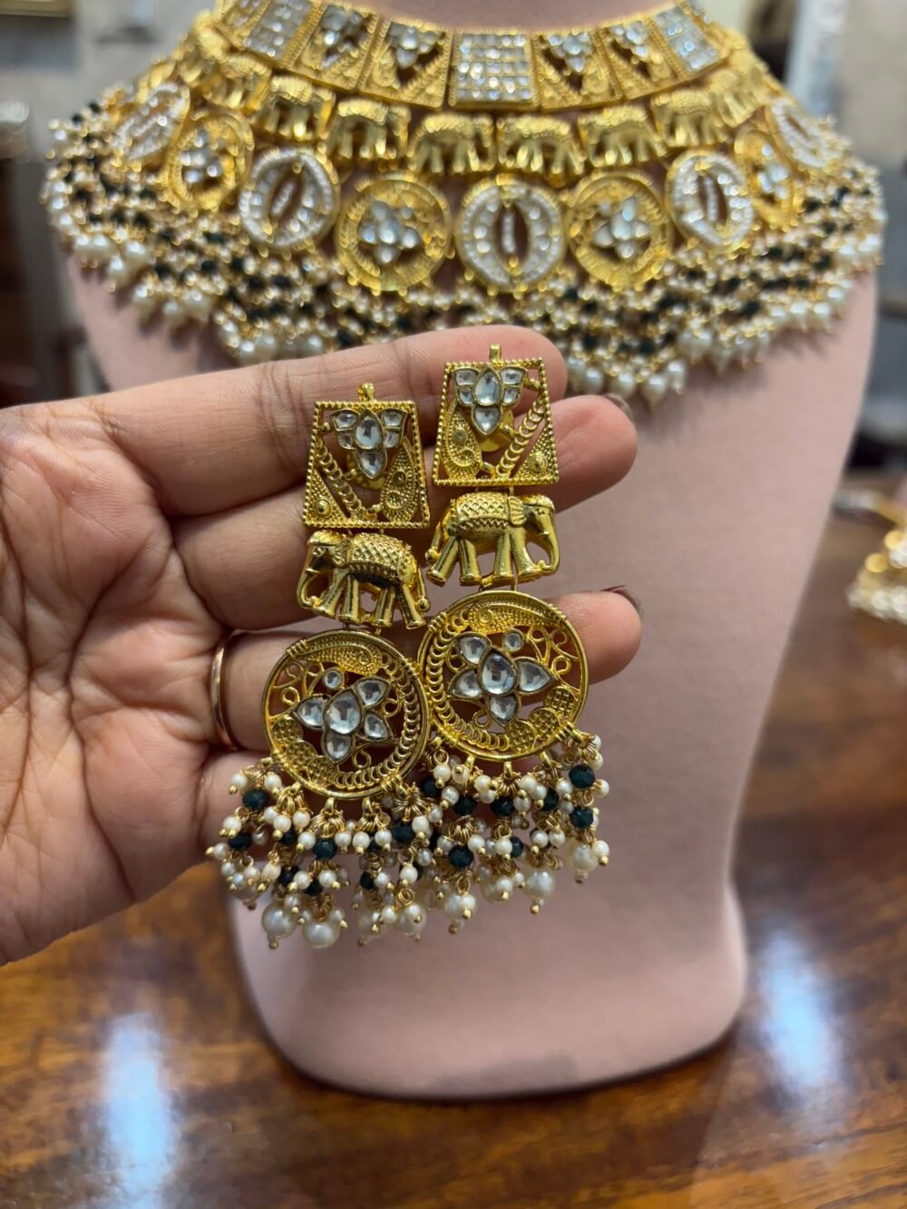 Ibha Bridal Kundan Necklace Set - Image 6