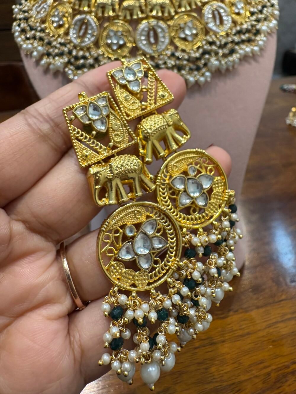 Ibha Bridal Kundan Necklace Set - Image 5