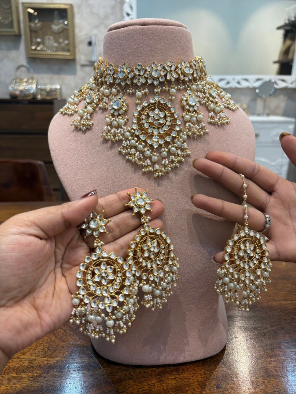 Hridaya Bridal Kundan Necklace Set - Image 10
