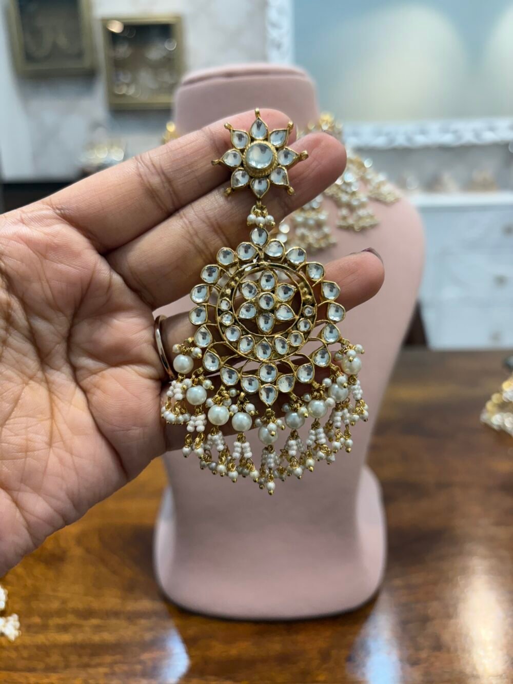 Hridaya Bridal Kundan Necklace Set - Image 6