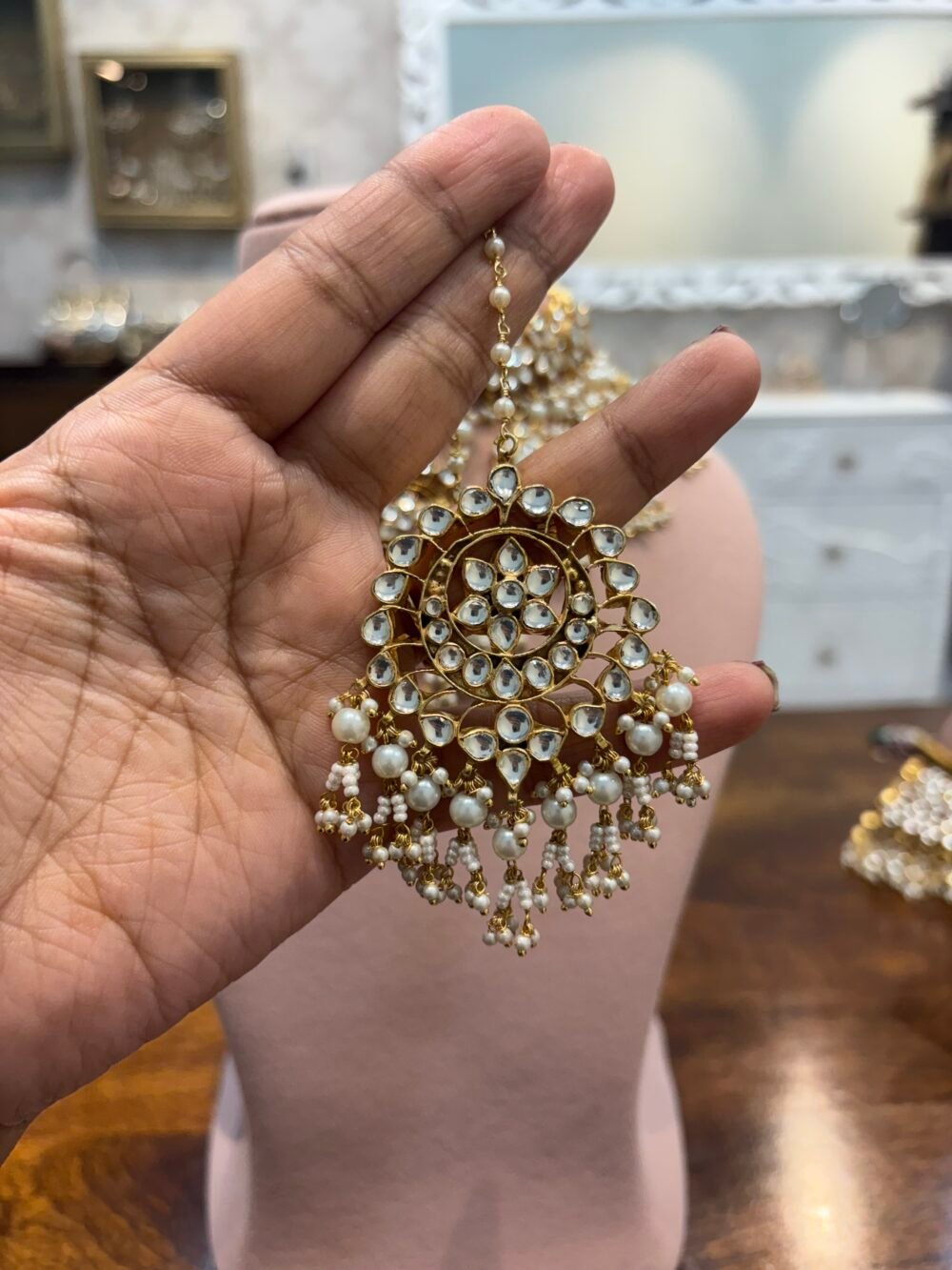 Hridaya Bridal Kundan Necklace Set - Image 5