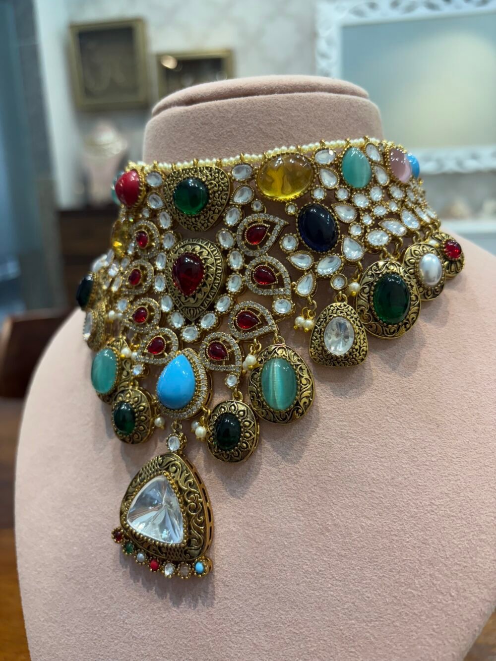 Srinidhi Polki Bridal Choker Set - Image 4