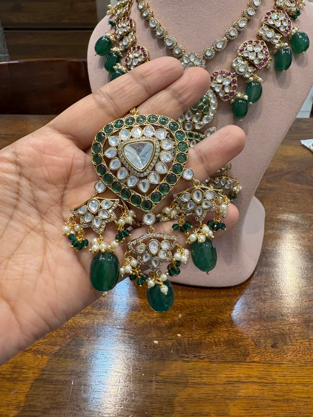 Sridhatri Polki Bridal Necklace Set - Image 10