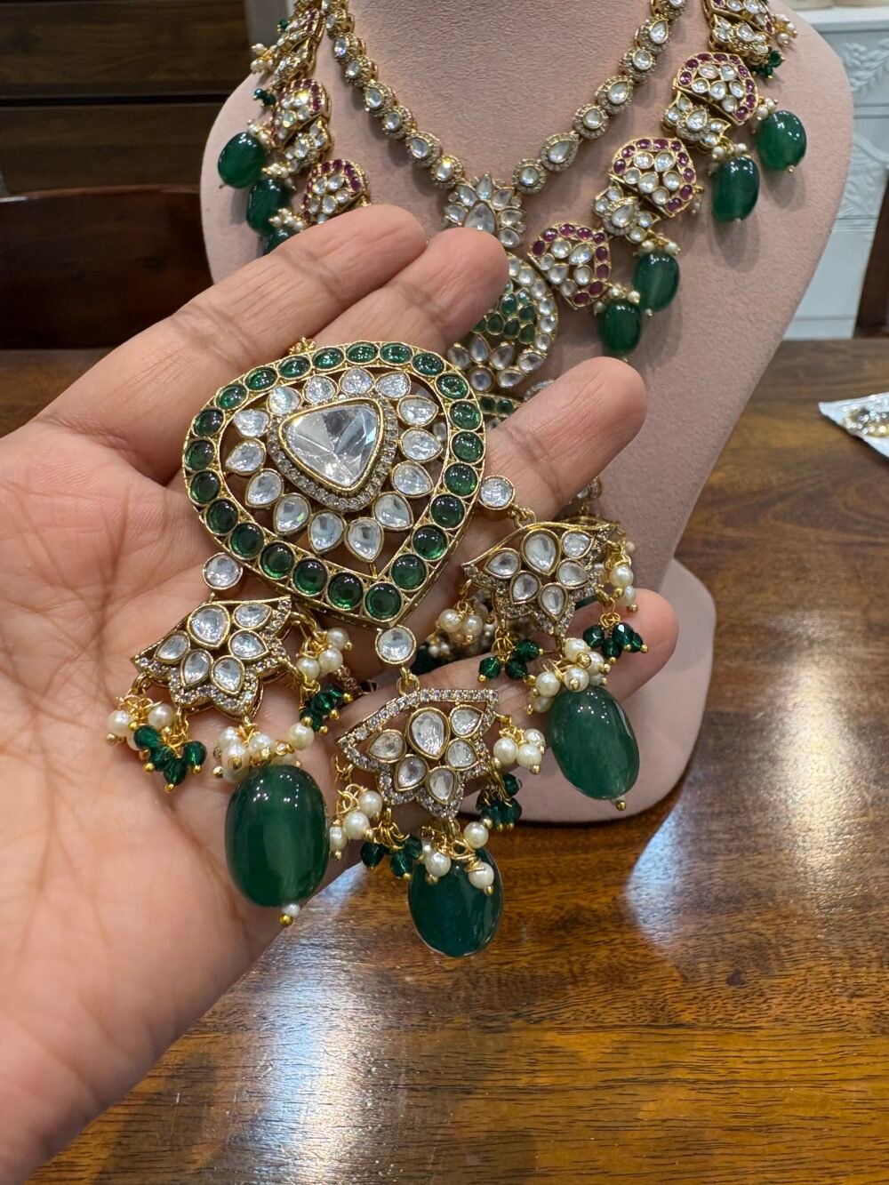 Sridhatri Polki Bridal Necklace Set - Image 11