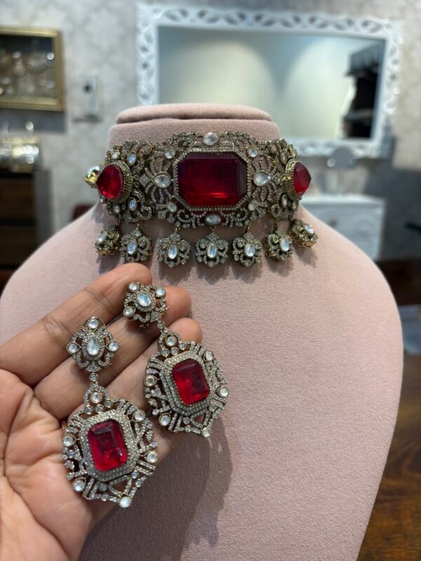 Anjana Ruby Polki Choker Set