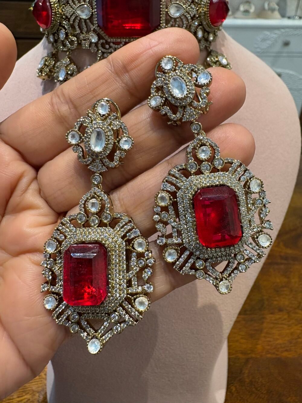 Anjana Ruby Polki Choker Set - Image 7