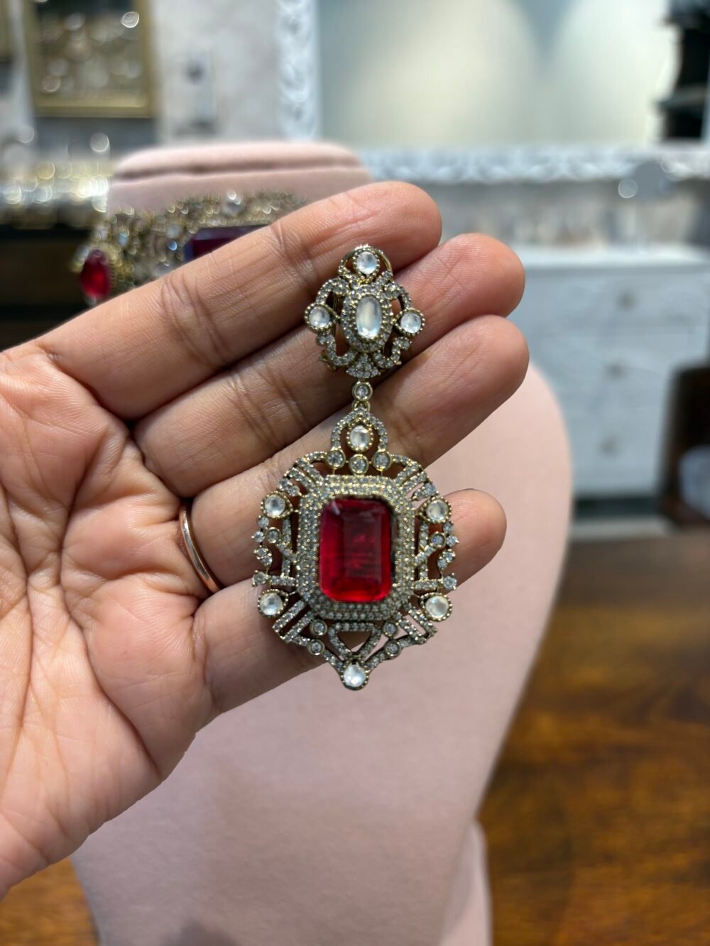 Anjana Ruby Polki Choker Set - Image 8