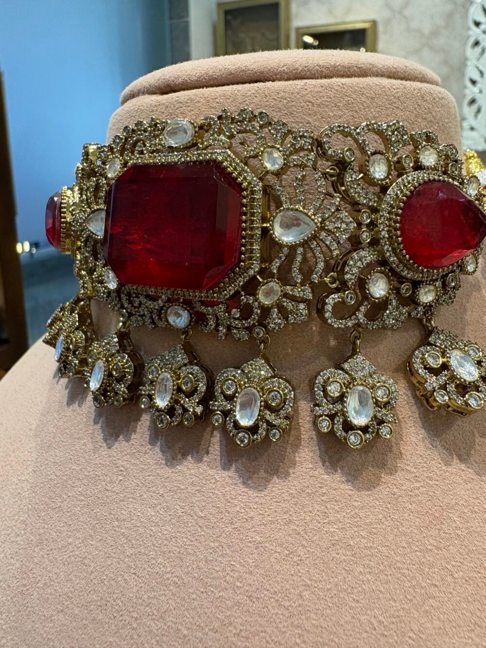 Anjana Ruby Polki Choker Set - Image 2