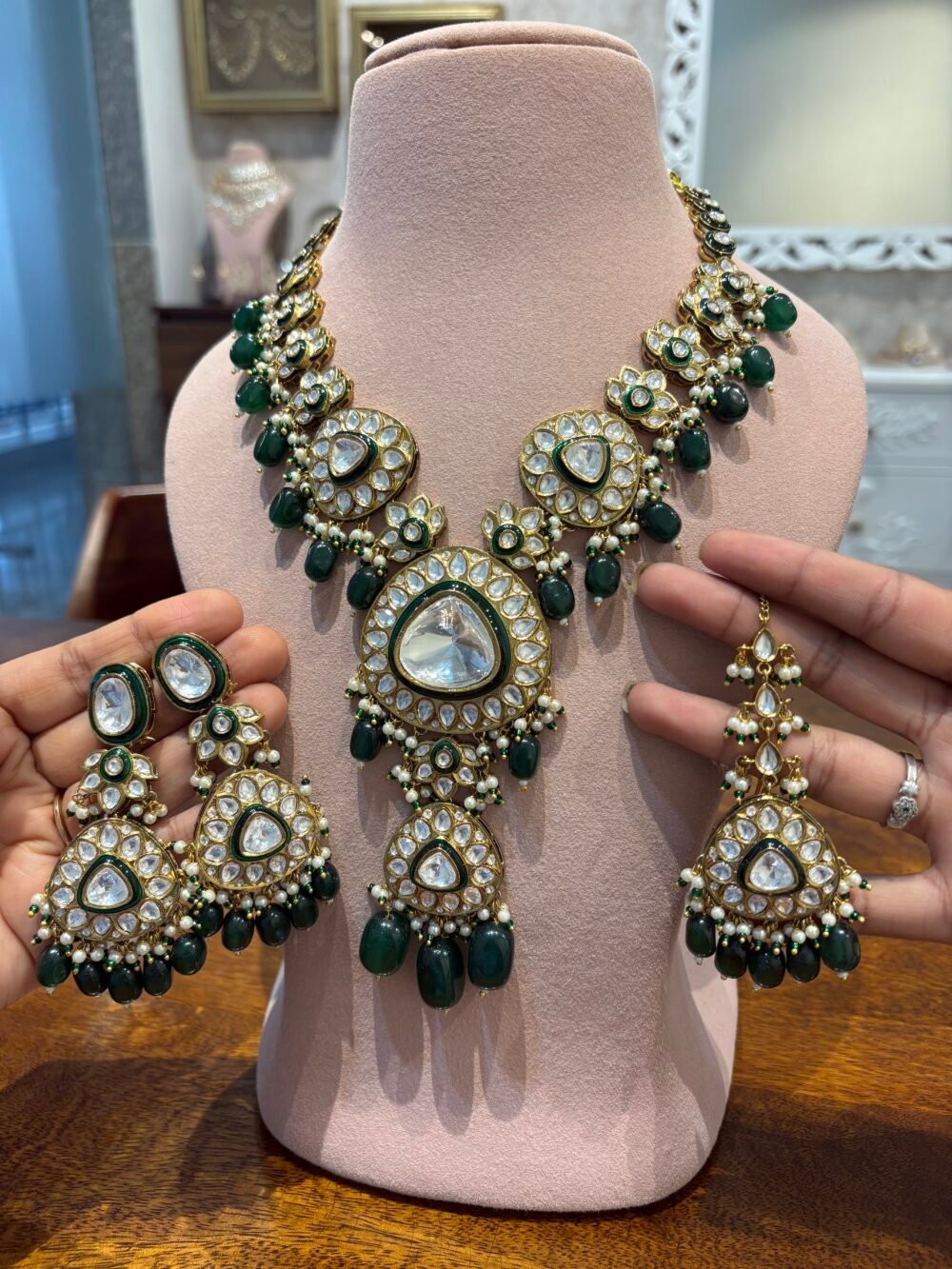 Sridhana Polki Bridal Necklace Set - Image 10