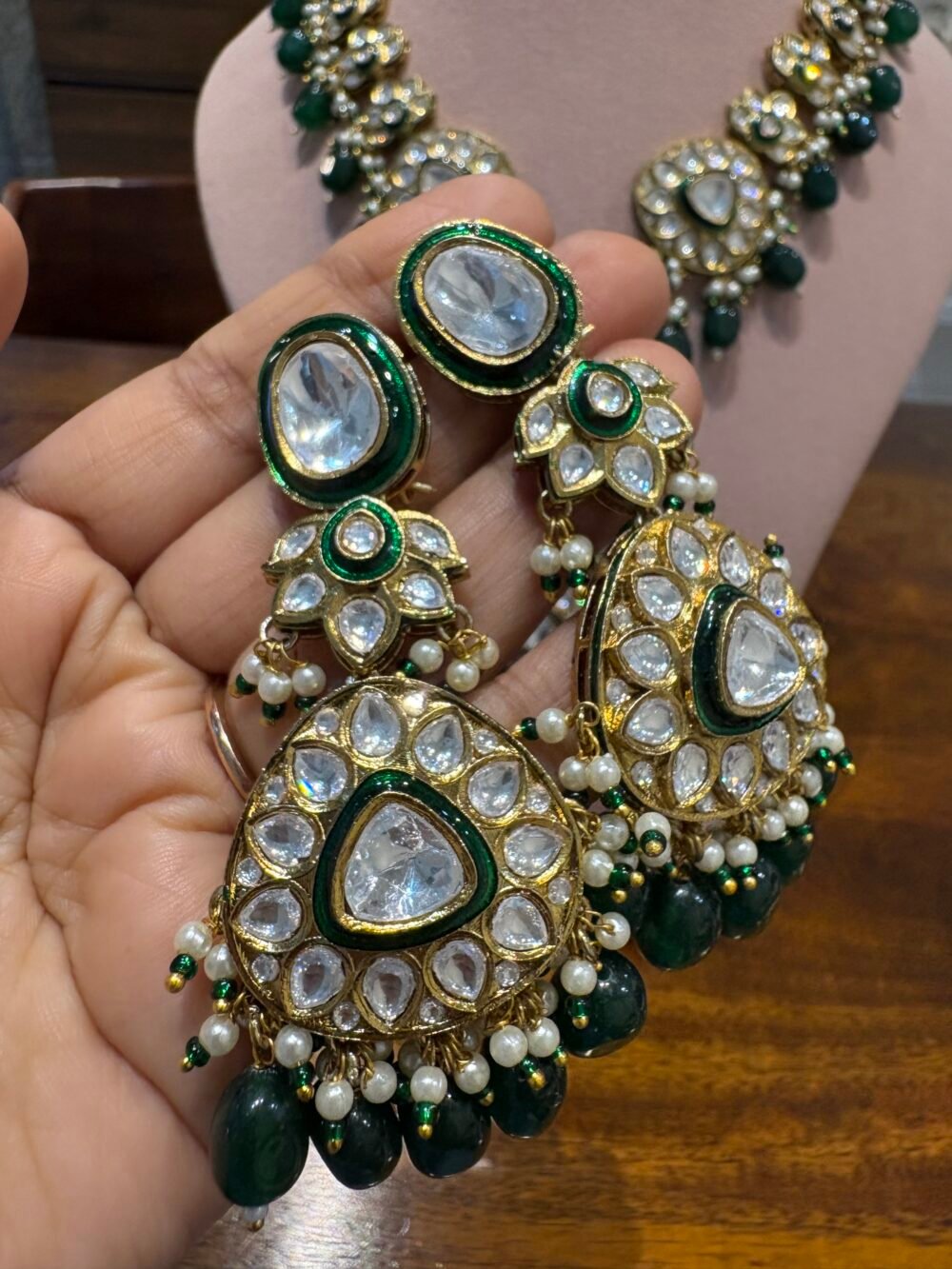 Sridhana Polki Bridal Necklace Set - Image 9