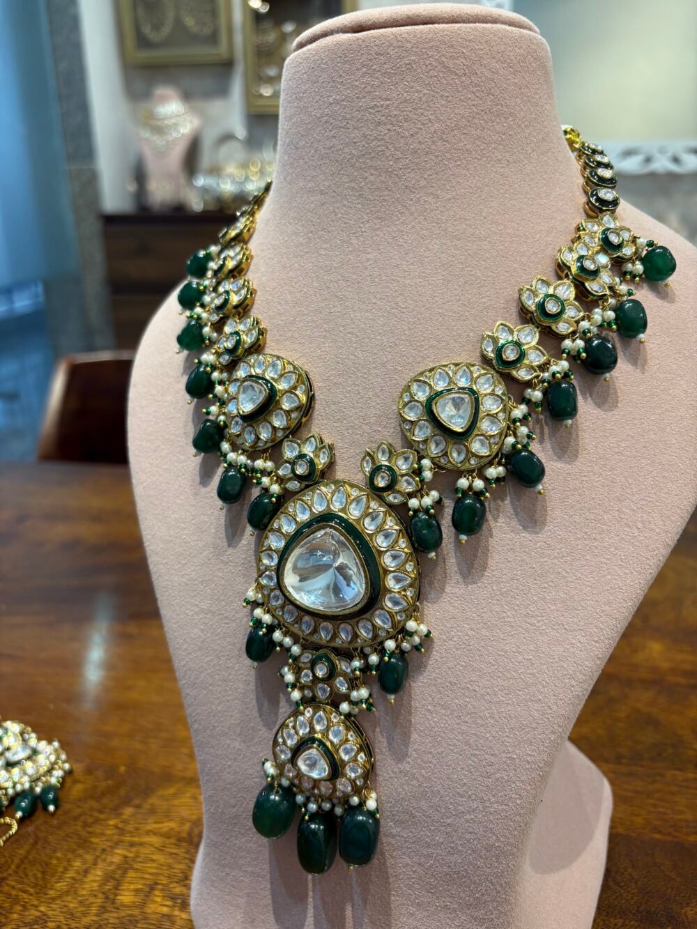 Sridhana Polki Bridal Necklace Set - Image 3